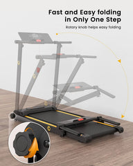 UREVO Folding Treadmill, 2.25HP Portable Mini Treadmills for Home Office, Compact Threadmill with 12 HIIT Modes, LCD Display, 265 lb Capacity