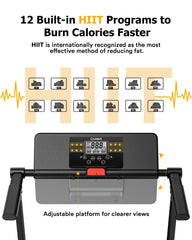 UREVO Folding Treadmill, 2.25HP Portable Mini Treadmills for Home Office, Compact Threadmill with 12 HIIT Modes, LCD Display, 265 lb Capacity