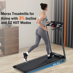 EUROCO 2.5HP Folding Treadmill with 7.5mph Speed, 265 lb Walking Exercise Treadmill with LED Display, 3 - Level Incline and 12 Preset Program for Home Office