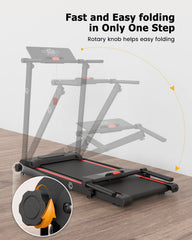 UREVO Folding Treadmill, 2.25HP Portable Mini Treadmills for Home Office, Compact Threadmill with 12 HIIT Modes, LCD Display, 265 lb Capacity