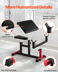 VEVOR Preacher Curl Bench, Strength Training Biceps Machine, Max Load 440 lb Home Gym Equipment, Seated Arm Isolated Barbell Dumbbell Bicep Station, Adjustable Weight Benches for Home Gym