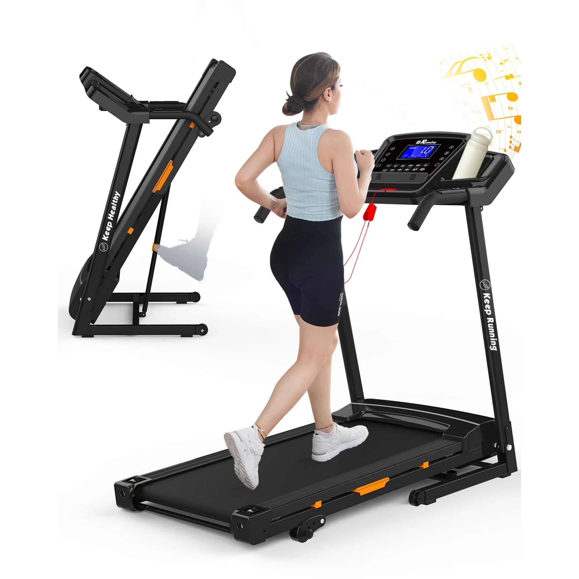 3.5HP 330 lb Weight Foldable Electric Running Walking Machine with Bluetooth/APP for Home, Fitness Jogging Exercise, Easy Installation and Space Saver for Home Office Gym