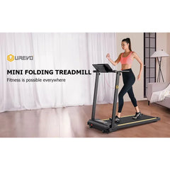 UREVO Folding Treadmill, 2.25HP Portable Mini Treadmills for Home Office, Compact Threadmill with 12 HIIT Modes, LCD Display, 265 lb Capacity