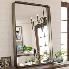 Tyro Bathroom Decorative Home Decor Corner Hangs Accent Mirror Latitude Run Finish: Bronze, Size: 72" x 36"